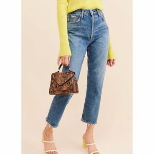 AGOLDE Riley Crop High Waist Straight Jeans Medium Wash